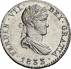 Large Obverse for 1/2 Real 1833 coin