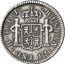 Large Reverse for 1/2 Real 1824 coin