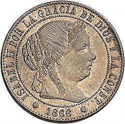 Large Obverse for 1/2 Céntimo Escudo 1866 coin