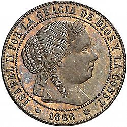 Large Obverse for 1/2 Céntimo Escudo 1866 coin