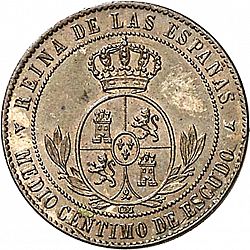 Large Reverse for 1/2 Céntimo Escudo 1866 coin