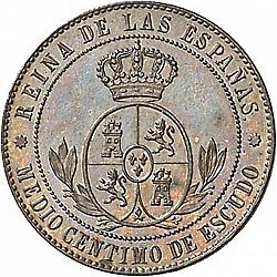 Large Reverse for 1/2 Céntimo Escudo 1866 coin