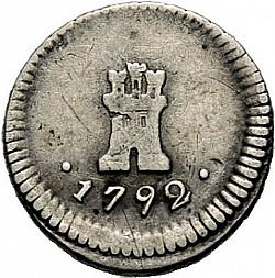 Large Obverse for 1/4 Real 1792 coin