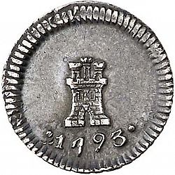 Large Obverse for 1/4 Real 1793 coin