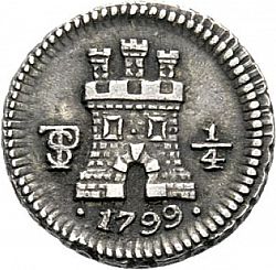 Large Obverse for 1/4 Real 1799 coin