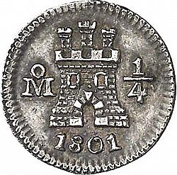 Large Obverse for 1/4 Real 1801 coin