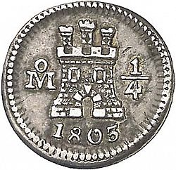 Large Obverse for 1/4 Real 1803 coin