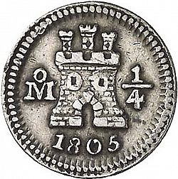Large Obverse for 1/4 Real 1805 coin