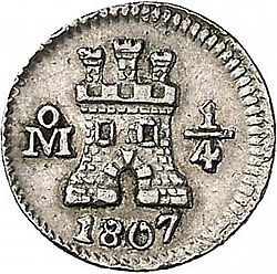 Large Obverse for 1/4 Real 1807 coin