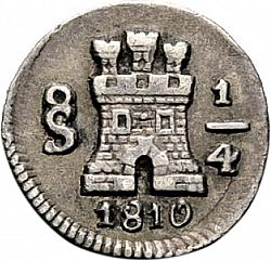 Large Obverse for 1/4 Real 1810 coin