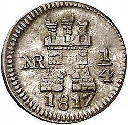 Large Obverse for 1/4 Real 1814 coin