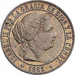 Large Obverse for 1 Céntimo Escudo 1865 coin