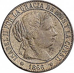 Large Obverse for 1 Céntimo Escudo 1866 coin