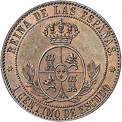 Large Reverse for 1 Céntimo Escudo 1865 coin