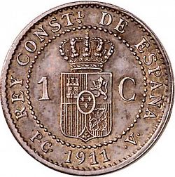 Large Reverse for 1 Céntimo 1911 coin