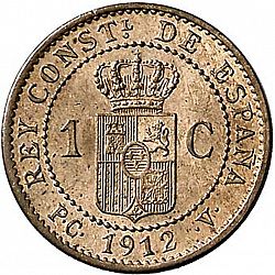 Large Reverse for 1 Céntimo 1912 coin