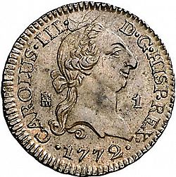 Large Obverse for 1 Maravedí 1772 coin