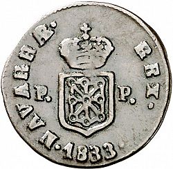 Large Reverse for 1 Maravedí 1833 coin