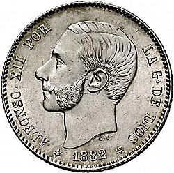 Large Obverse for 1 Peseta 1882 coin