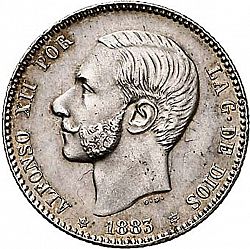 Large Obverse for 1 Peseta 1883 coin