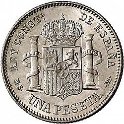 Large Reverse for 1 Peseta 1882 coin