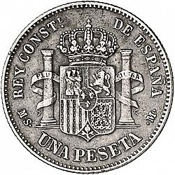 Large Reverse for 1 Peseta 1884 coin