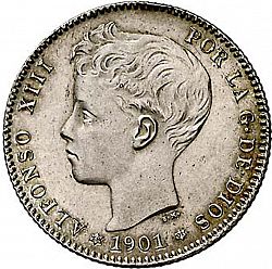 Large Obverse for 1 Peseta 1901 coin