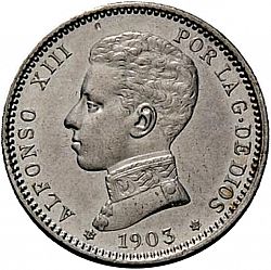 Large Obverse for 1 Peseta 1903 coin