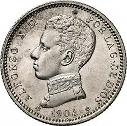 Large Obverse for 1 Peseta 1904 coin