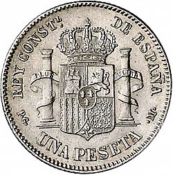 Large Reverse for 1 Peseta 1891 coin