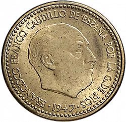 Large Obverse for 1 Peseta 1947 coin