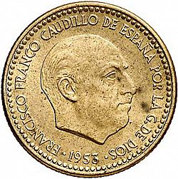 Large Obverse for 1 Peseta 1953 coin