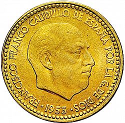 Large Obverse for 1 Peseta 1953 coin
