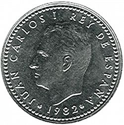 Large Obverse for 1 Peseta 1982 coin