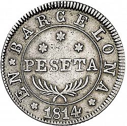 Large Reverse for 1 Peseta 1814 coin