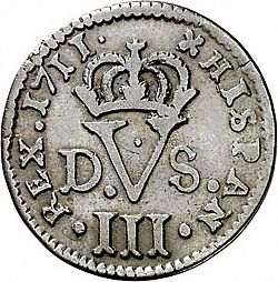Large Reverse for 1 Treseta 1711 coin