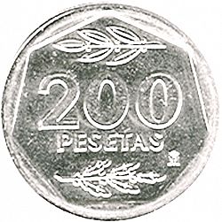 Large Reverse for 200 Pesetas 1988 coin