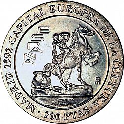 Large Reverse for 200 Pesetas 1992 coin