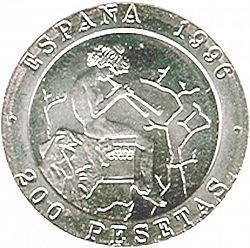 Large Reverse for 200 Pesetas 1996 coin