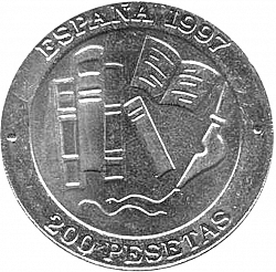 Large Reverse for 200 Pesetas 1997 coin