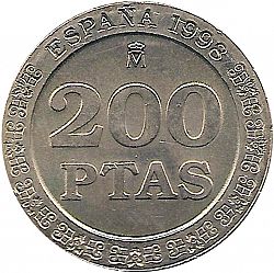Large Reverse for 200 Pesetas 1998 coin