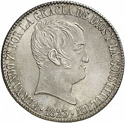 Large Obverse for 20 Reales 1823 coin