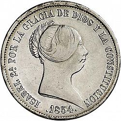 Large Obverse for 20 Reales 1854 coin