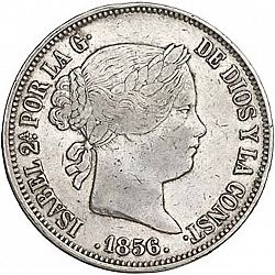 Large Obverse for 20 Reales 1856 coin