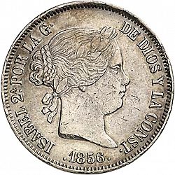 Large Obverse for 20 Reales 1856 coin