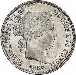Large Obverse for 20 Reales 1857 coin