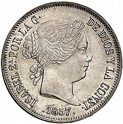 Large Obverse for 20 Reales 1857 coin