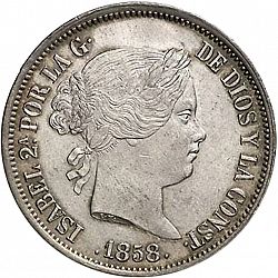 Large Obverse for 20 Reales 1858 coin