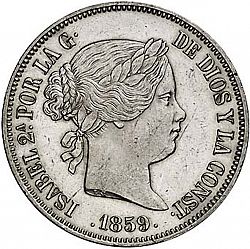 Large Obverse for 20 Reales 1859 coin