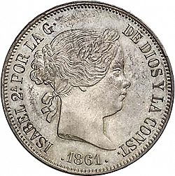 Large Obverse for 20 Reales 1861 coin